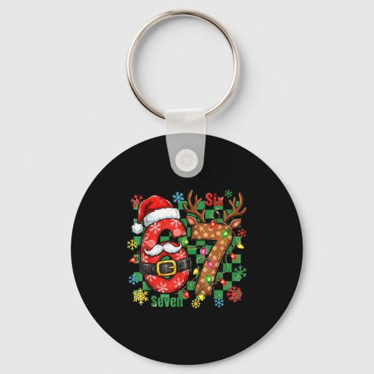 67 Six Seven Grappig Kerstmis 6 7 Meme Grap Grappi Sleutelhanger (Voorkant)