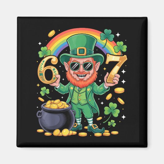 67 Six Seven Grappige 6 7 Meme St. Patrick's Dag L Magneet (Voorkant)
