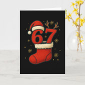 67 Six Seven Grappige Gen Alpha Meme Kerstmis 2025 Kaart (Gele Bloem)