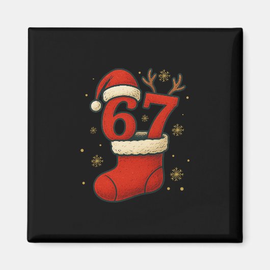 67 Six Seven Grappige Gen Alpha Meme Kerstmis 2025 Magneet (Voorkant)