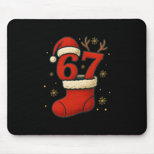 67 Six Seven Grappige Gen Alpha Meme Kerstmis 2025 Muismat (Voorkant)