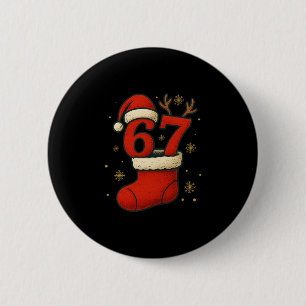 67 Six Seven Grappige Gen Alpha Meme Kerstmis 2025 Ronde Button 5,7 Cm