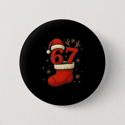 67 Six Seven Grappige Gen Alpha Meme Kerstmis 2025 Ronde Button 5,7 Cm (Voorkant)