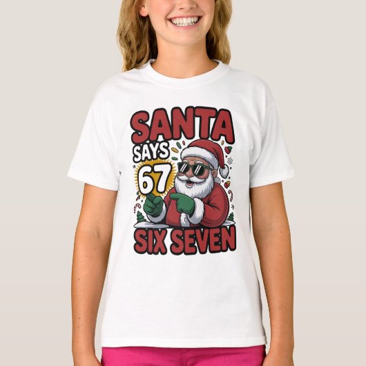 67 Six Seven Grappige Kerstman Santa Meme T-shirt (Voorkant)