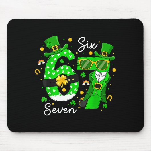 67 Six Seven Grappige St. Patricks Dag Leprechaun Muismat (Voorkant)