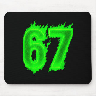 67 Six Seven Groene Vlam Kleurrijk Cool Grappig 6 Muismat