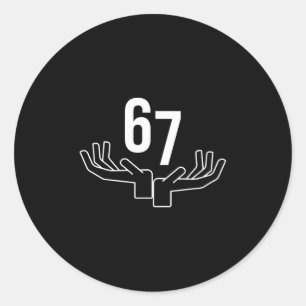 67 Six Seven Hand Gebaar Meme  Ronde Sticker