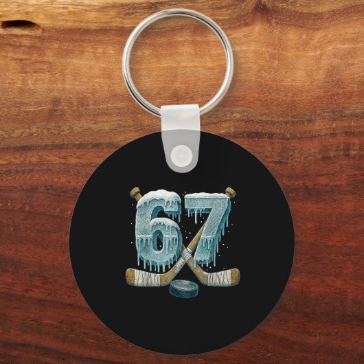 67 Six Seven Hockey Drip Number Funny 6 7 Meme Sleutelhanger (Voorkant)