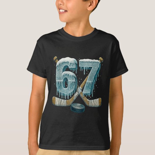 67 Six Seven Hockey Drip Number Funny 6 7 Meme  T-shirt (Voorkant)