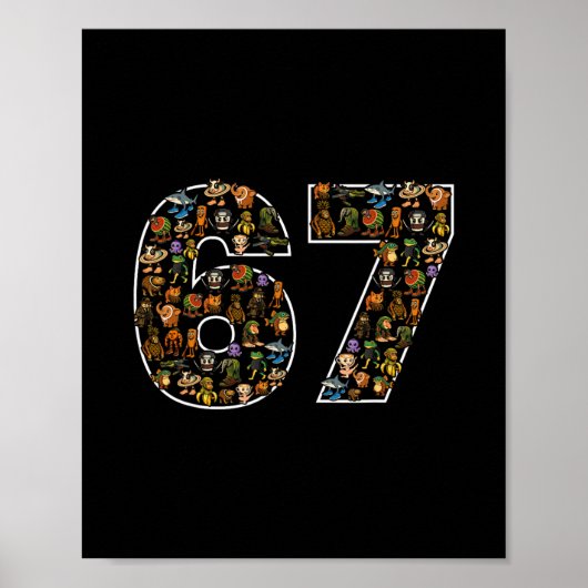 67 Six Seven Italiaanse Brainrot Gen Alpha Meme  Poster (Voorkant)