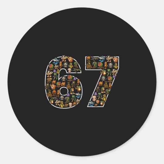 67 Six Seven Italiaanse Brainrot Gen Alpha Meme Ronde Sticker (Voorkant)