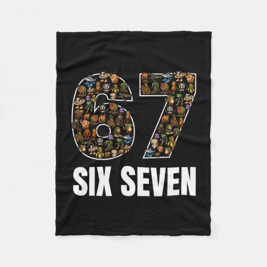 67 Six Seven Italiaanse Brainrot Gen Alpha Slang M Fleece Deken (Voorkant)