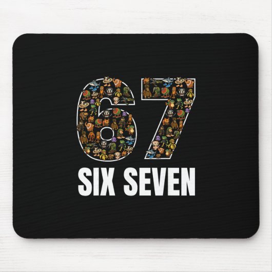 67 Six Seven Italiaanse Brainrot Gen Alpha Slang M Muismat (Voorkant)