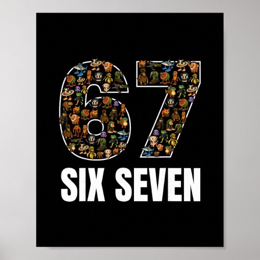 67 Six Seven Italiaanse Brainrot Gen Alpha Slang M Poster (Voorkant)