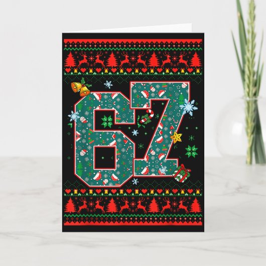 67 Six Seven Kerst Grappige Meme Hand 67 Koppels Kaart (Voorkant)