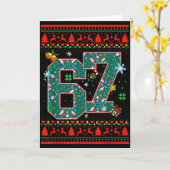 67 Six Seven Kerst Grappige Meme Hand 67 Koppels Kaart (Gele Bloem)