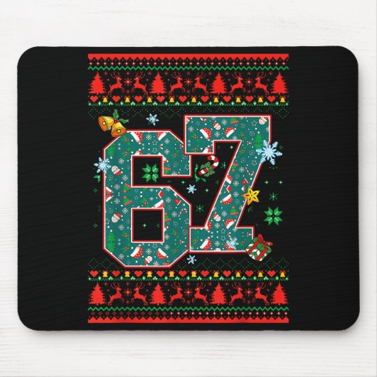 67 Six Seven Kerst Grappige Meme Hand 67 Koppels Muismat (Voorkant)