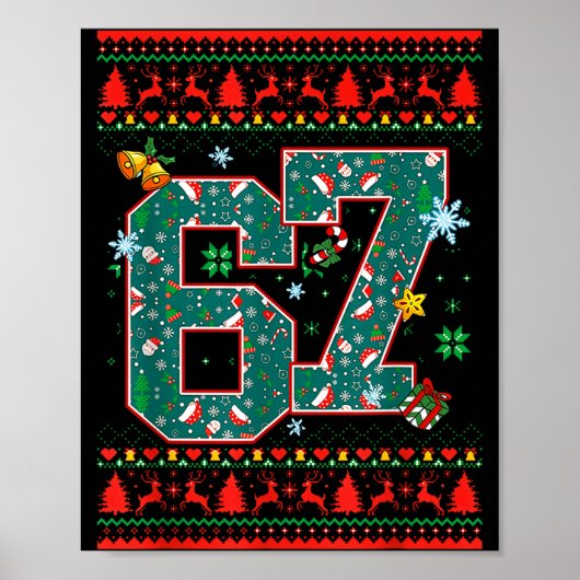 67 Six Seven Kerst Grappige Meme Hand 67 Koppels Poster (Voorkant)