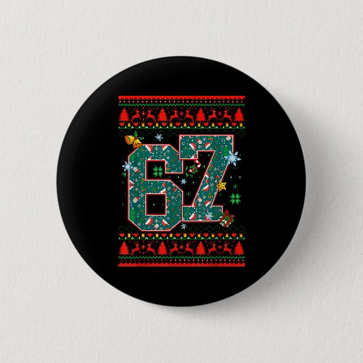 67 Six Seven Kerst Grappige Meme Hand 67 Koppels Ronde Button 5,7 Cm (Voorkant)