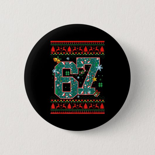 67 Six Seven Kerst Grappige Meme Hand 67 Koppels Ronde Button 5,7 Cm (Voorkant)
