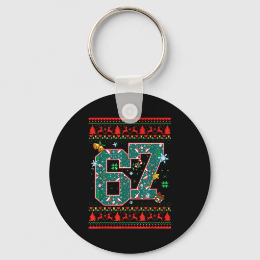 67 Six Seven Kerst Grappige Meme Hand 67 Koppels  Sleutelhanger (Voorkant)