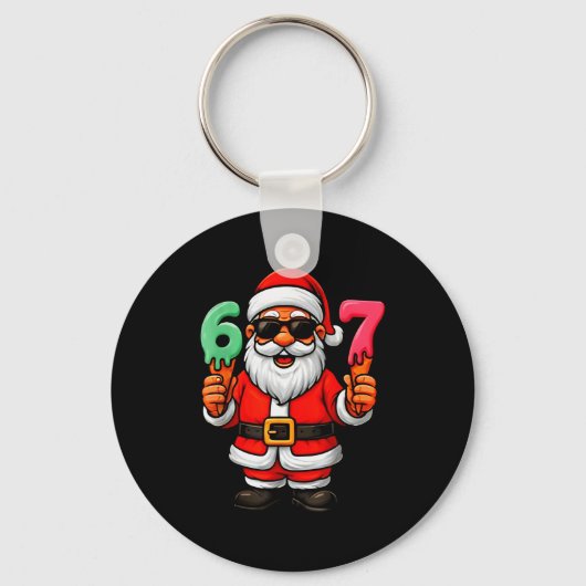 67 Six Seven Kerstman Meme Kerstmis Grappig Sleutelhanger (Voorkant)