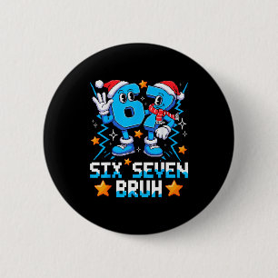 67 Six Seven Kerstmis Bruh Grappig Italiaans Brain Ronde Button 5,7 Cm