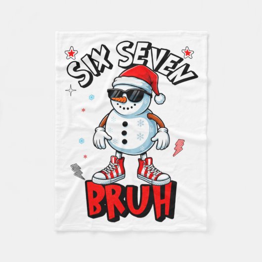 67 Six Seven Kerstmis Bruh Sneeuwman Grappig Kinde Fleece Deken (Voorkant)