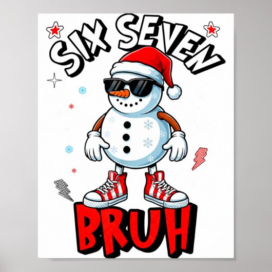 67 Six Seven Kerstmis Bruh Sneeuwman Grappig Kinde Poster (Voorkant)