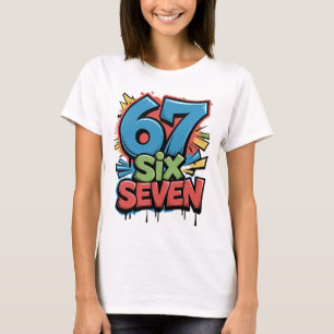 67 Six Seven Kleurrijke Pop Art Grafische T-shirt