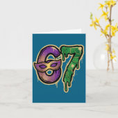 67 Six Seven Mardi Gras Graffiti Gen Alpha Brain R Kaart (Gele Bloem)