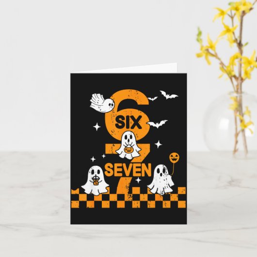 67 Six Seven Meme 6 7 Couple Matching Halloween Co Kaart (Gele Bloem)