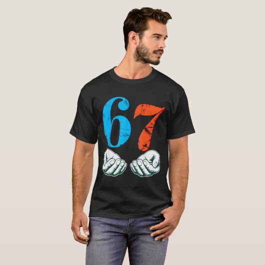67 Six Seven Meme 6 7 Hands T-shirt (Voorkant volledig)