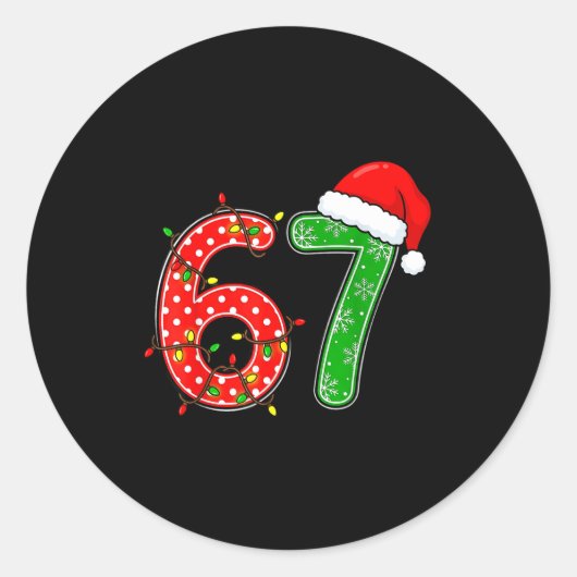 67 Six Seven Meme Funny Christmas 6 7 Meme Men Wom Ronde Sticker (Voorkant)