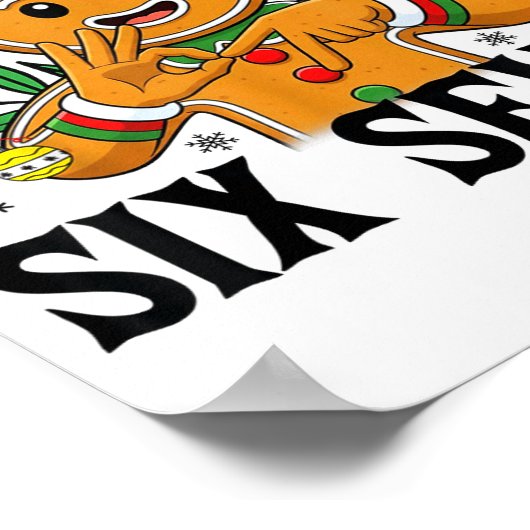 67 Six Seven Meme Funny Xmas Gingerbread Hand Sign Poster (Hoek)