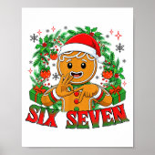 67 Six Seven Meme Funny Xmas Gingerbread Hand Sign Poster (Voorkant)
