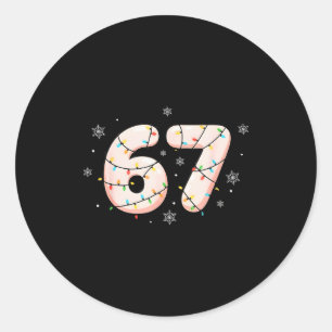 67 Six Seven Meme Gen Alpha Sla Jargon Kerstverlic Ronde Sticker