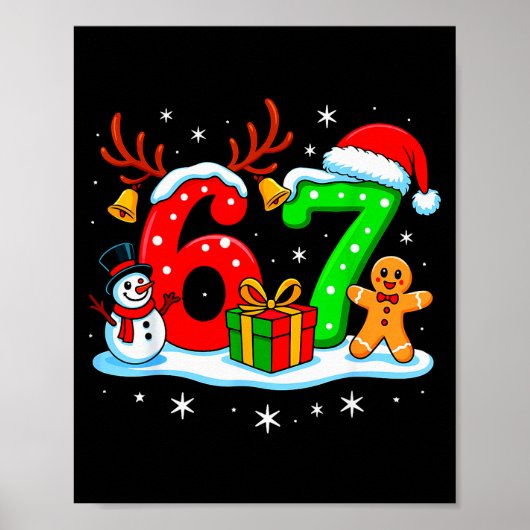67 Six Seven Meme Gen Alpha Sla Jolly Kerst  Poster (Voorkant)
