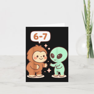 67 Six Seven Meme Grappig Bigfoot Alien Sasquatch Bedankkaart