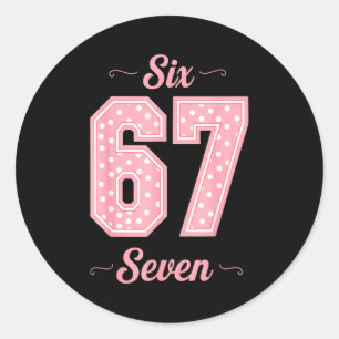 67 Six Seven Meme Grappig Gen Alpha Jargon Kindere Ronde Sticker
