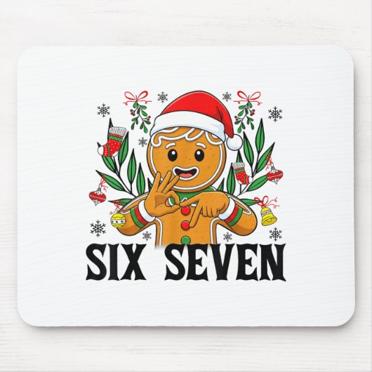 67 Six Seven Meme Grappig Kerst Gingerbread Hand G Muismat (Voorkant)
