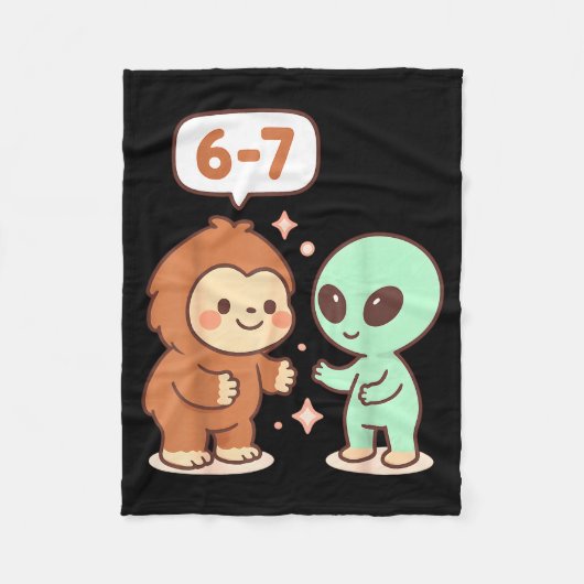 67 Six Seven Meme Grappige Bigfoot Alien Sasquatch Fleece Deken (Voorkant)