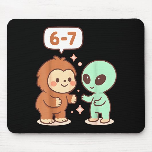 67 Six Seven Meme Grappige Bigfoot Alien Sasquatch Muismat (Voorkant)