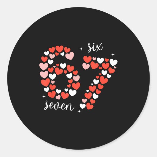 67 Six Seven Meme Heart Matching Couples Valentine Ronde Sticker (Voorkant)