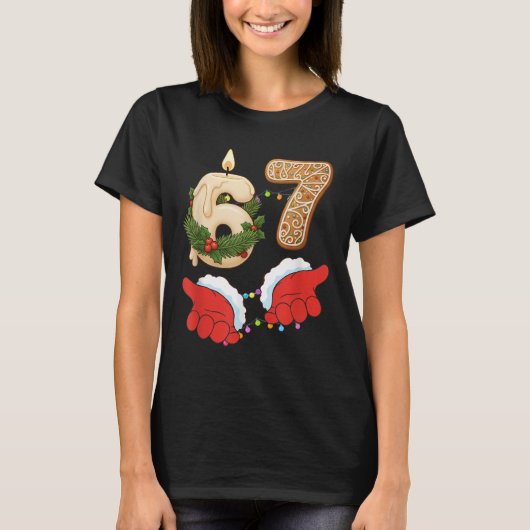 67 Six Seven Meme Kerst Kaars Gebruiker T-shirt (Voorkant)