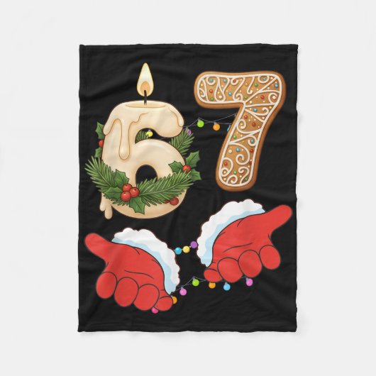 67 Six Seven Meme Kerst Kaars Gengainebrood Gen Fleece Deken (Voorkant)