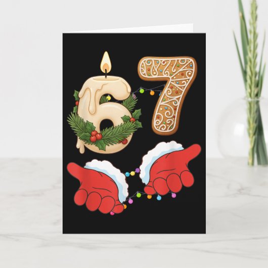 67 Six Seven Meme Kerst Kaars Gingerbread Gen Kaart (Voorkant)