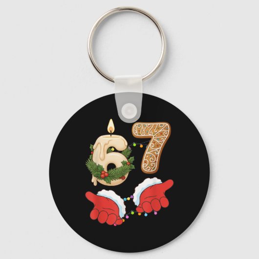 67 Six Seven Meme Kerst Kaars Gingerbread Gen Sleutelhanger (Voorkant)