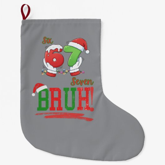 67 Six Seven Meme Kerst Vakantie Grote Kerstsok (Voorkant)