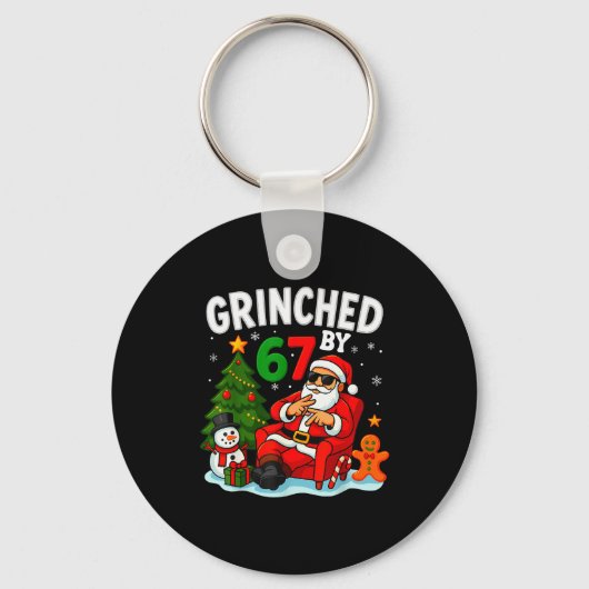 67 Six Seven Meme Kerstmis Grinched Door 6-7 Gen A Sleutelhanger (Voorkant)